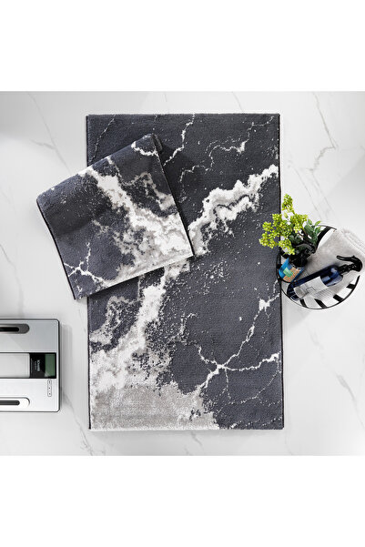 Schafer Home Retro 2 Li Pamuk Floş Banyo Paspası-Gri