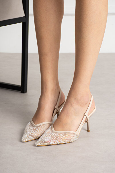 Mio Styllo Styllo File Embroidery and Bead Detailed Pointed Toe Women's Shoes...