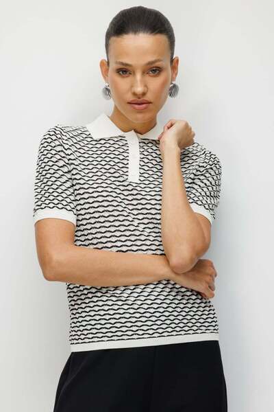 ON Bluză cu model cu gât polo