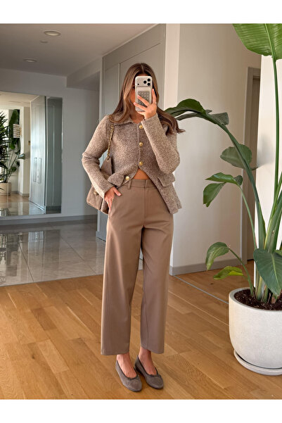 My Blog Tamno bež klasične ravne kroj pantalone - 9957