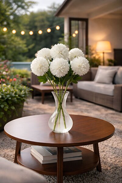 BUSERİSE 1 Adet Yapay Beyaz Krizantem, Dekoratif Çiçek, Ev Salon Vazo Yılbaşı...