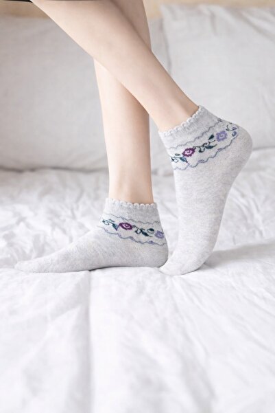 gigigiyim بنقشة زهور جوارب خياطة مخفية للنساء