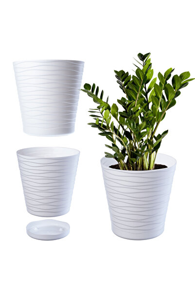 KADAX Ghiveci de flori 30 cm, capac din plastic pentru ghiveci cu suport, alb