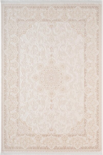 Karmen Halı Fontana FT002W Krem Bej Akrilik Halı Klasik Desen Pamuk Taban Toz...