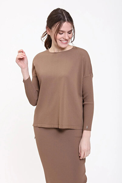 Invee Crimped Sleeve Knitwear Tunic Earth 5879