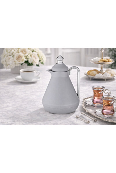 Host 🍃🫖 A luxurious 1-liter tea thermos in an elegant gray color with a shi...