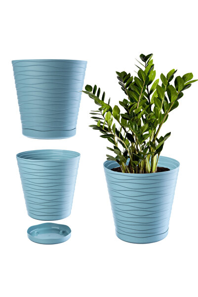 KADAX Flowerpot 21 cm Plastic Flowerpot Cover with Stand, Blue