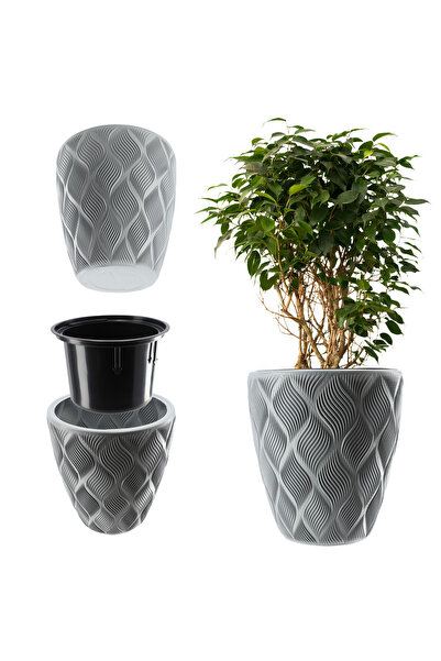KADAX Ghiveci cu insert, capac pentru ghiveci, 32 cm, înălțime din plastic, gri