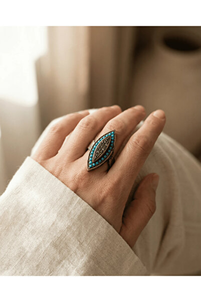 Dorvina مجوهرات برونزية أصلية من حجر الفيروز والماركزيير، خاتم نسائي عتيق قاب...