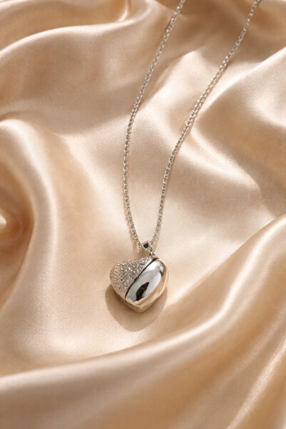 HORUS AKSESUAR KALP KAPAKLI ÇELİK KOLYE