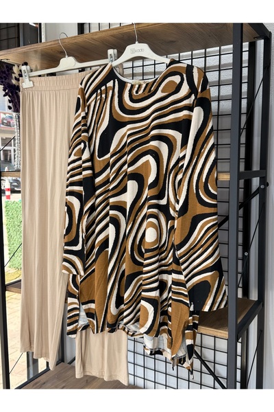 ÖZNE BUTİK Large Size Women's 100% Cotton Lu Stretch Fabric Combed Cotton Suit