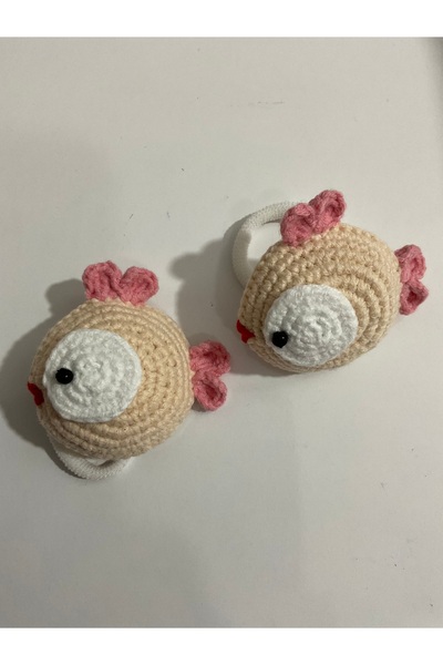 MADE BY PERİ Hand Knitted Fish Figured Children's Hair Tie / Set of 2
