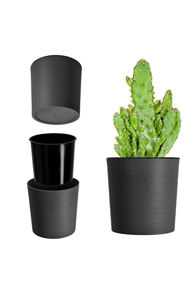 KADAX Ghiveci de flori 25 cm cu capac și inserție, din plastic, grafit