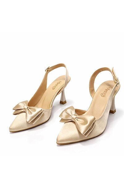 Ajax Kadın bej Rengi Fiyonklu Stiletto Topuklu Ayakkabı Sivri Burun Zarif Abi...