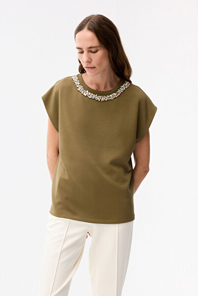 adL Yakası Taşlı Bluz