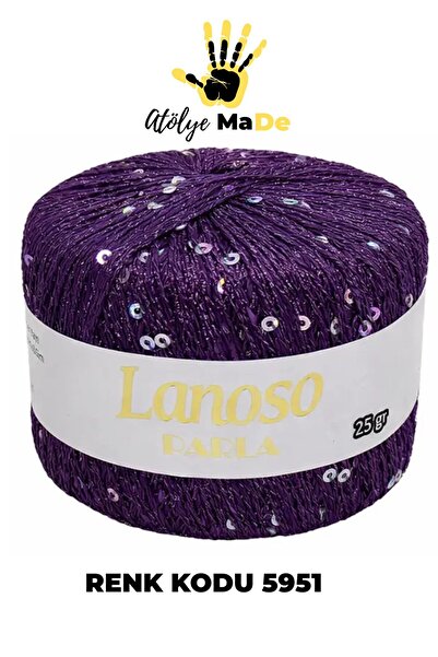 Lanoso Parla 5951 - Yumuşak Simli Pullu El Örgü İpi - %75 Glitter Yarn %25 Pa...