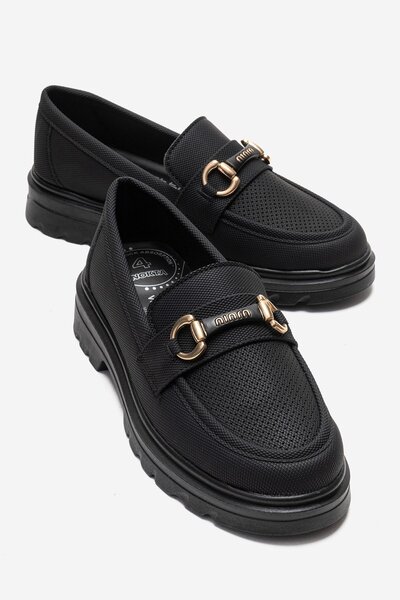 CCWAY AYAKKABI Γραπτά Με αγκράφα Poli Γυναικεία Παπούτσια ΜΑΥΡΑ