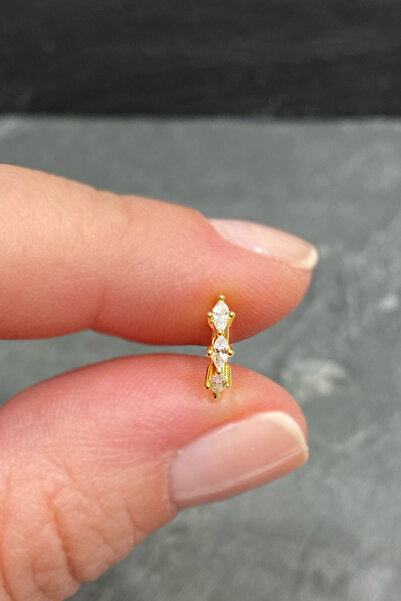 La femme by begum Mini Beyaz Üç Markiz Gold Gümüş Halka Piercing,helix,tragus...