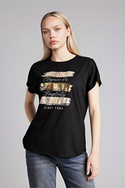 DeFacto Γυναικείο T-shirt H1393AX/BK81 ΜΑΥΡΟ