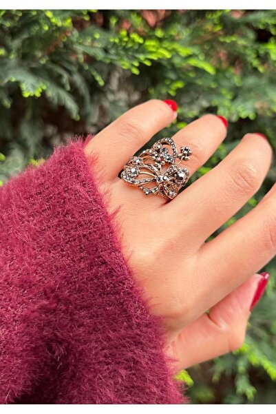 Ceso Accesories Women's Bronze Color Authentic Marcasite Stone Adjustable Ring