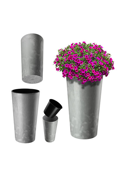 KADAX Ghiveci de flori 26 cm, capac cu inserție, ghiveci de flori din plastic...