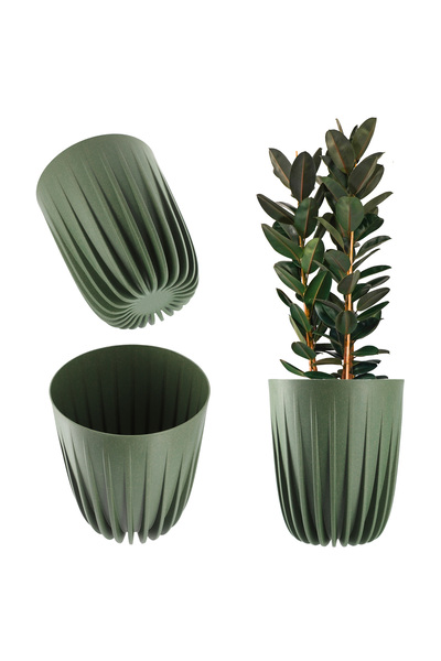 KADAX Ghiveci cu insert 14,5x17cm, capac rotund din plastic, verde