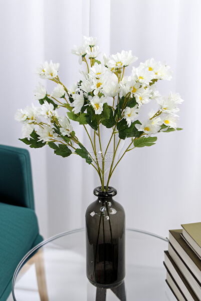 Yapay Çiçek Deposu Yapay Çiçek Norveç Papatyası Dalı 65 cm Beyaz