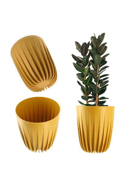 KADAX Ghiveci cu insert 30x36cm, capac rotund din plastic, galben