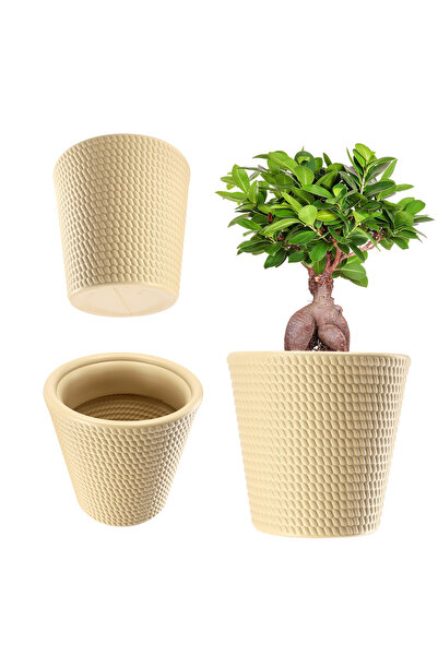 KADAX Ghiveci de flori din plastic, rotund, 40 cm, bej