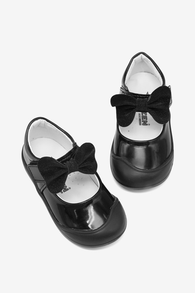 Tonny Black Κοριτσίστικες Μαύρες Παιδικές Μπαλαρίνες First Step με Φιόγκο