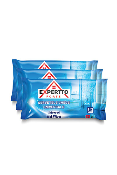 Expertto Set of 3 x Forte universal wet wipes, 80 pcs