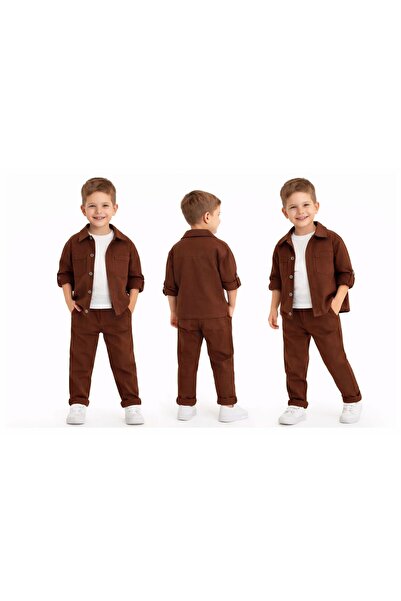 Pollito Βαμβακερό πουκάμισο για αγόρι T-shirt Παντελόνι 3 τεμαχίων στο κάτω μ...