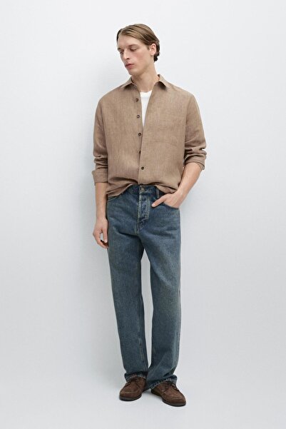 Massimo Dutti Delavé cepli keten gömlek