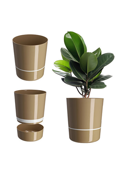 KADAX Husă pentru ghiveci de flori 29 cm, ghiveci din două piese, plastic, auriu