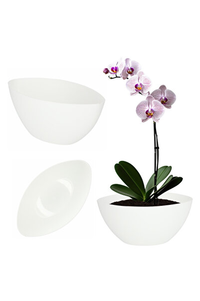 KADAX Ghiveci de flori 38cm oval, ghiveci de flori din plastic, alb