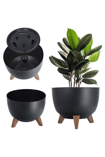 KADAX Ghiveci de flori 29cm cu husă pentru picioare și insert negru