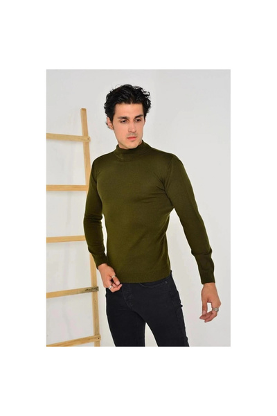 Narnuga Full Turtleneck Solid Color Sweater - Green -