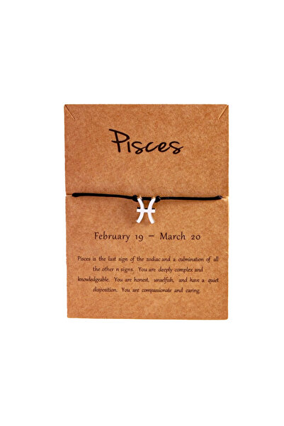 EFAYN.RO Pisces zodiac sign bracelet, silver, handmade, black, unisex, EFAYN