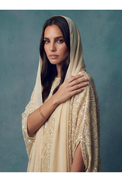 FAAYRA fashionhouse Şampanya Payet İşlemeli Lüks Abaya – Uzun Premium Model