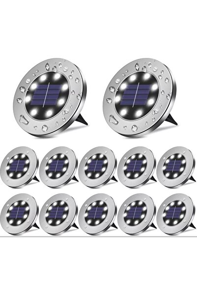 UBX Σετ ηλιακών λαμπτήρων ψυχρού φωτός, 8 led, Αδιάβροχο IP 65, αισθητήρας φω...