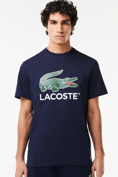 Lacoste Ανδρικό T-Shirt με Στάμπα, Κανονική Εφαρμογή, Ναυτικό Μπλε