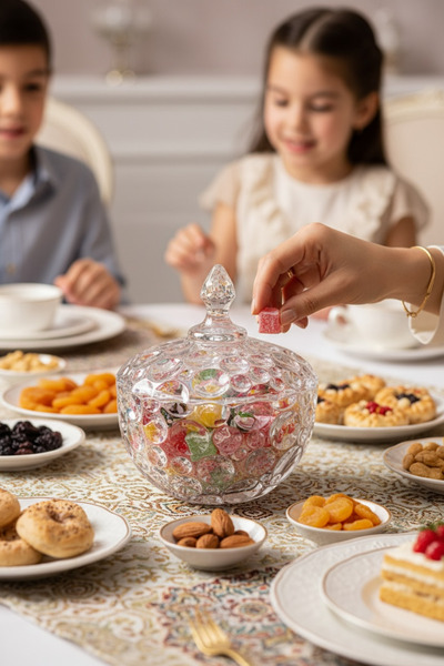 Bereketli Store Crystal Cam Şekerlik – Kapaklı Dekoratif Şekerlik, Sofra ve M...