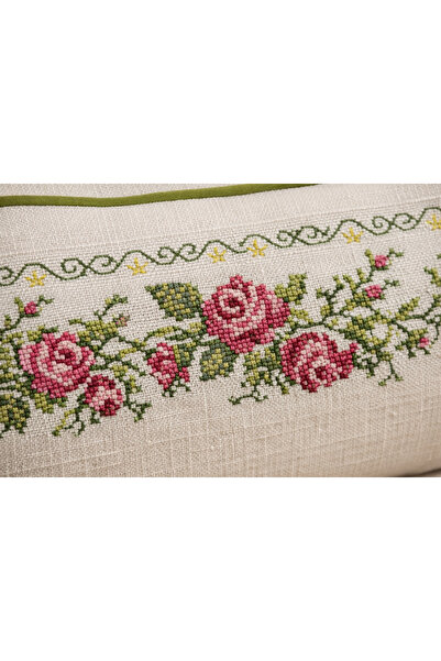 shules collection Rose Cross-Stitch Set Sofa Cover 350X180 (2 Cleaning Covers...