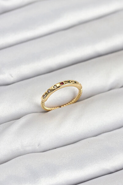 shopwave خاتم نسائي من حجر الزركون الملون باللون الذهبي النحاسي