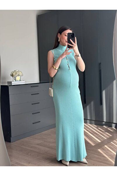 Tugen Co Zero Sleeves Terry Knitted Maxi Dress