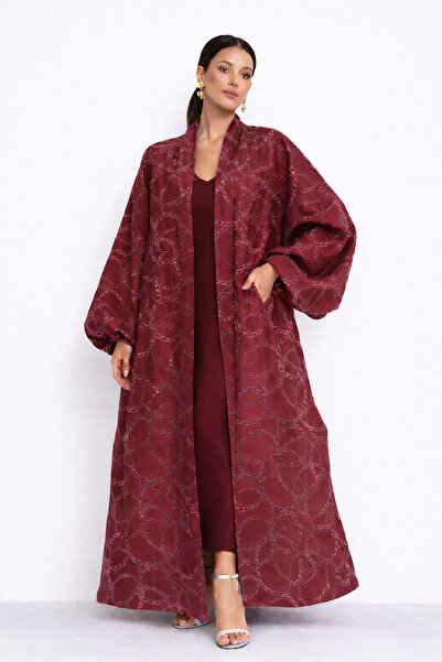 Marever Fashion Burgundy Brocade Kaftan – Embossed Chain Patterned , Balloon ...