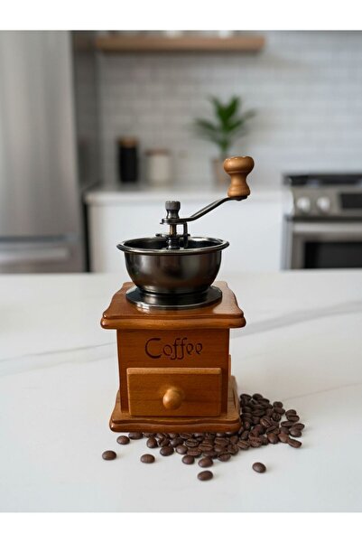 AiroBazar Espresso ve Filtre Kahve Öğütücü, Ahşap Baharat Öğütücü, Kahve Çeki...