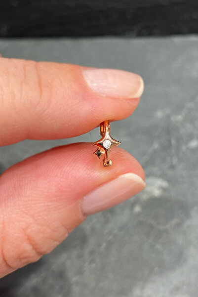 La femme by begum Tektaş Detay İki Yıldız Rose Gümüş Halka Piercing,helix,tra...
