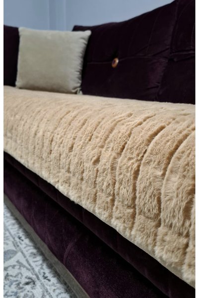 DAHABELLA LUXE HOME Luxury Plush Rabbit Fur Sofa Cover - Non-Slip Sole Piece Sofa Throw - 75X190 cm - Soft-Textured