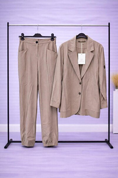 Ceremony Bej Blazer Ceket Pantolon İkili Takım